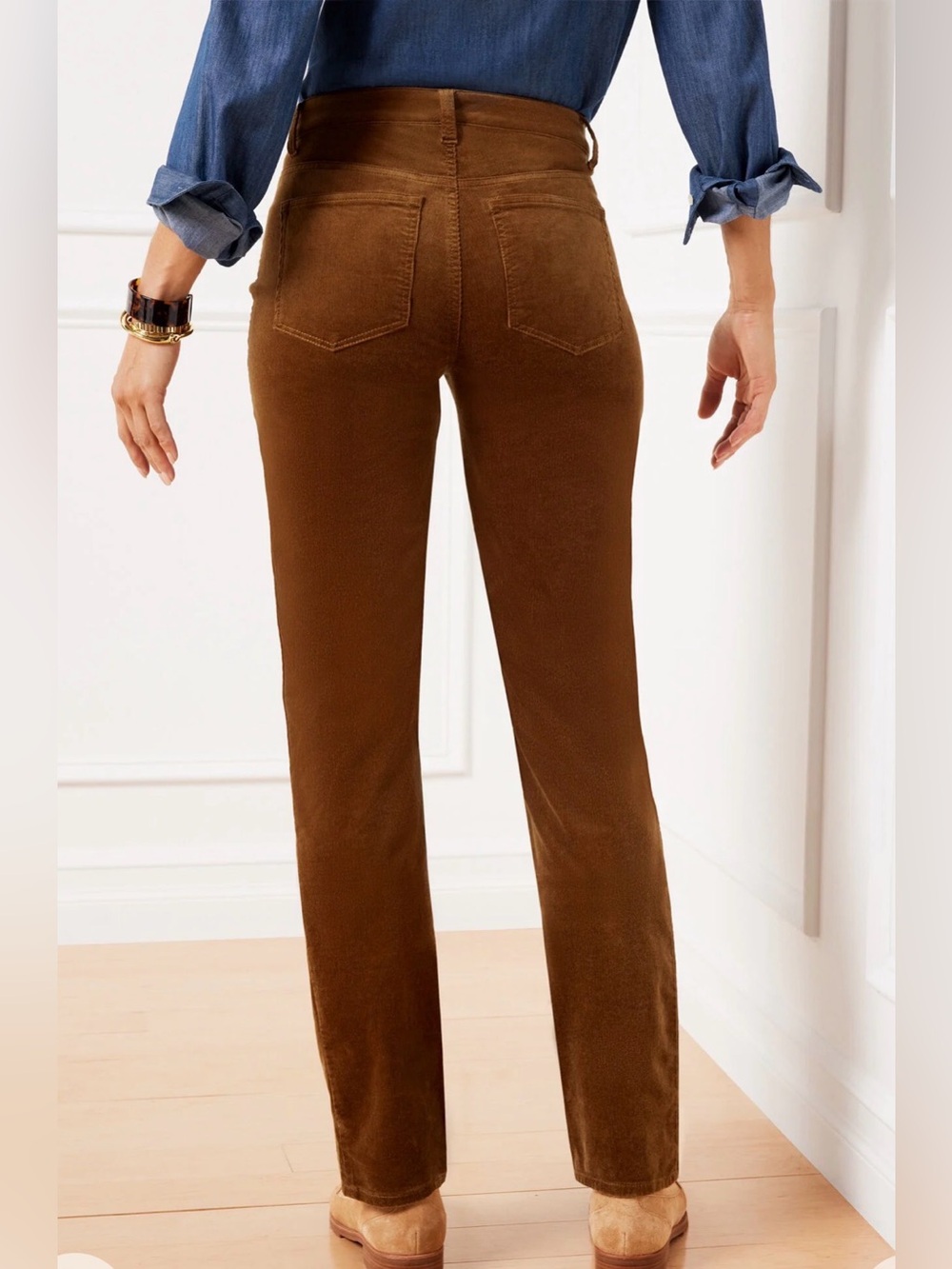 Talbots Corduroy Curvy Straight Leg Pants Caramel Size 14P